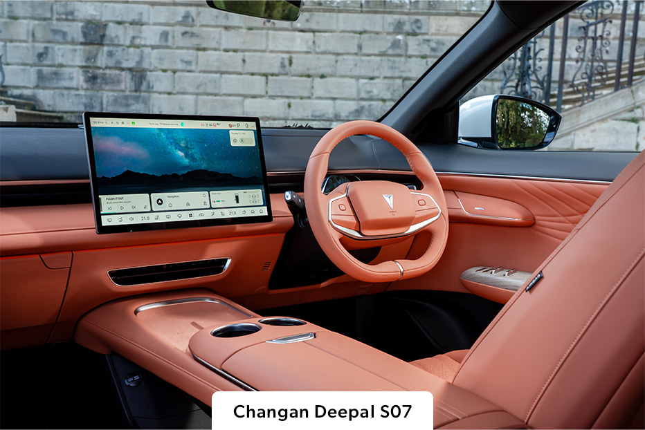 Changan Deepal S07 Orange interior with dash on display