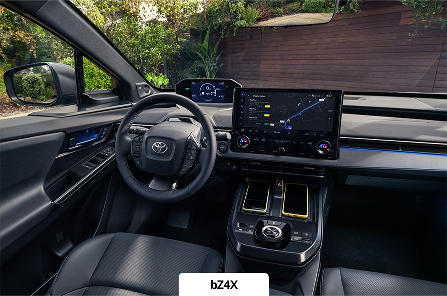 Toyota bZ4X interior shot of the dash area