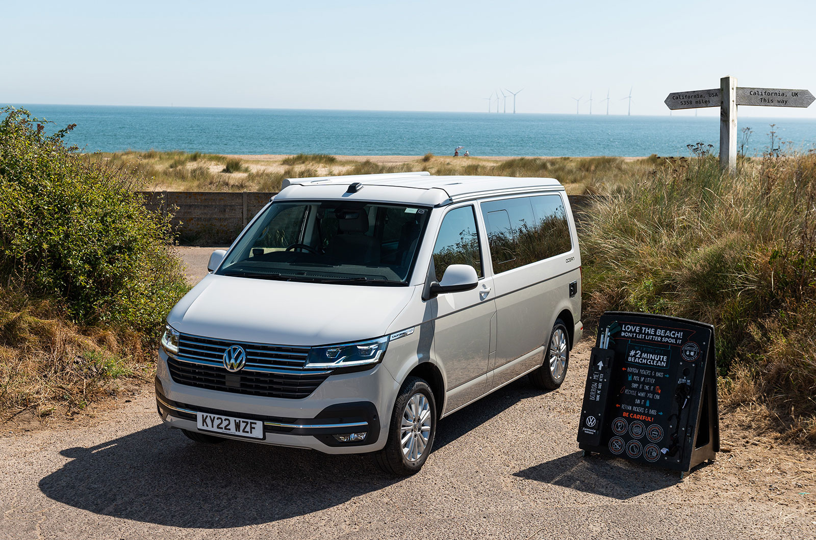 Volkswagen campervan at the beach