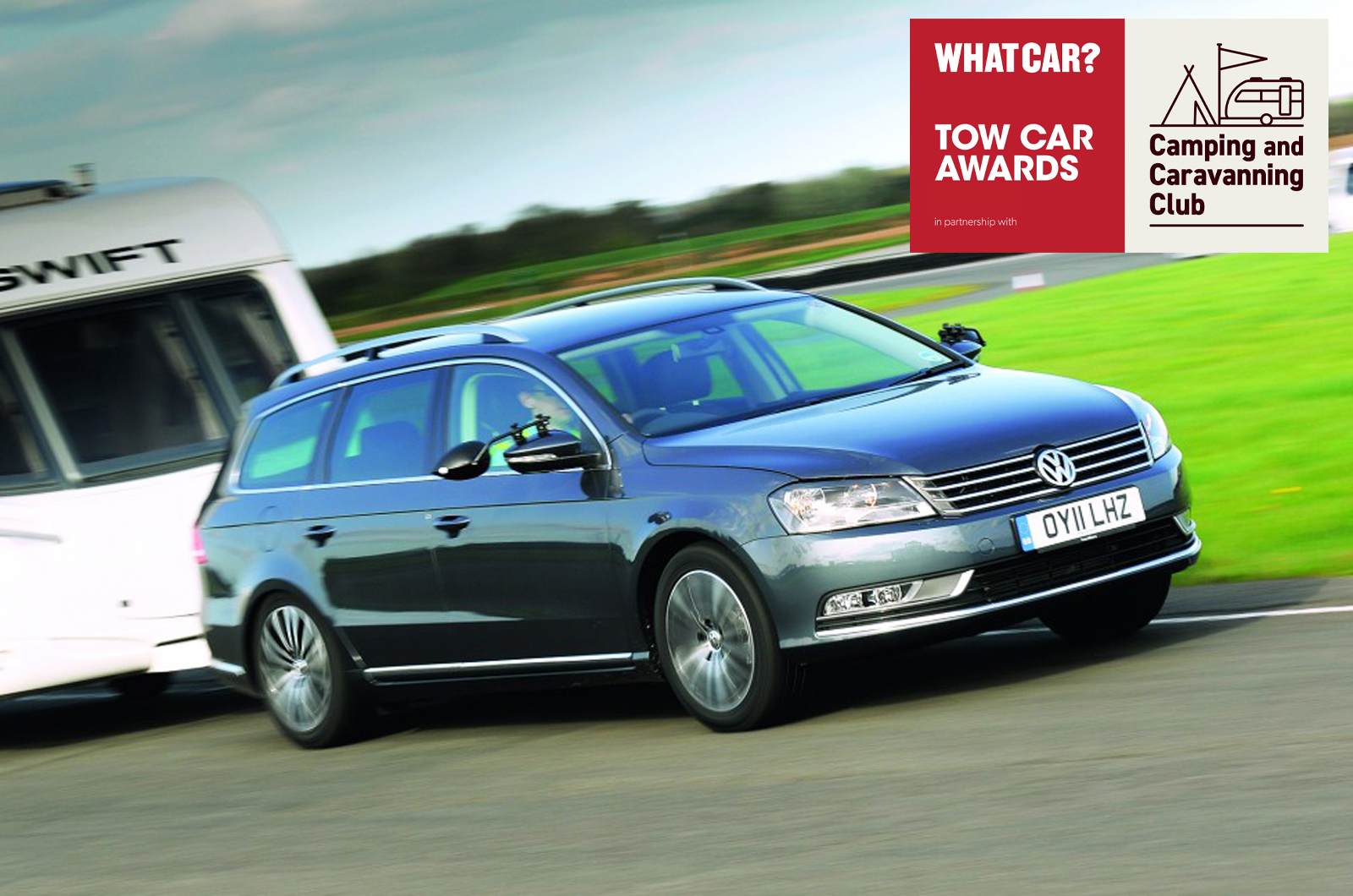 2011 Volkswagen Passat Estate towing a caravan