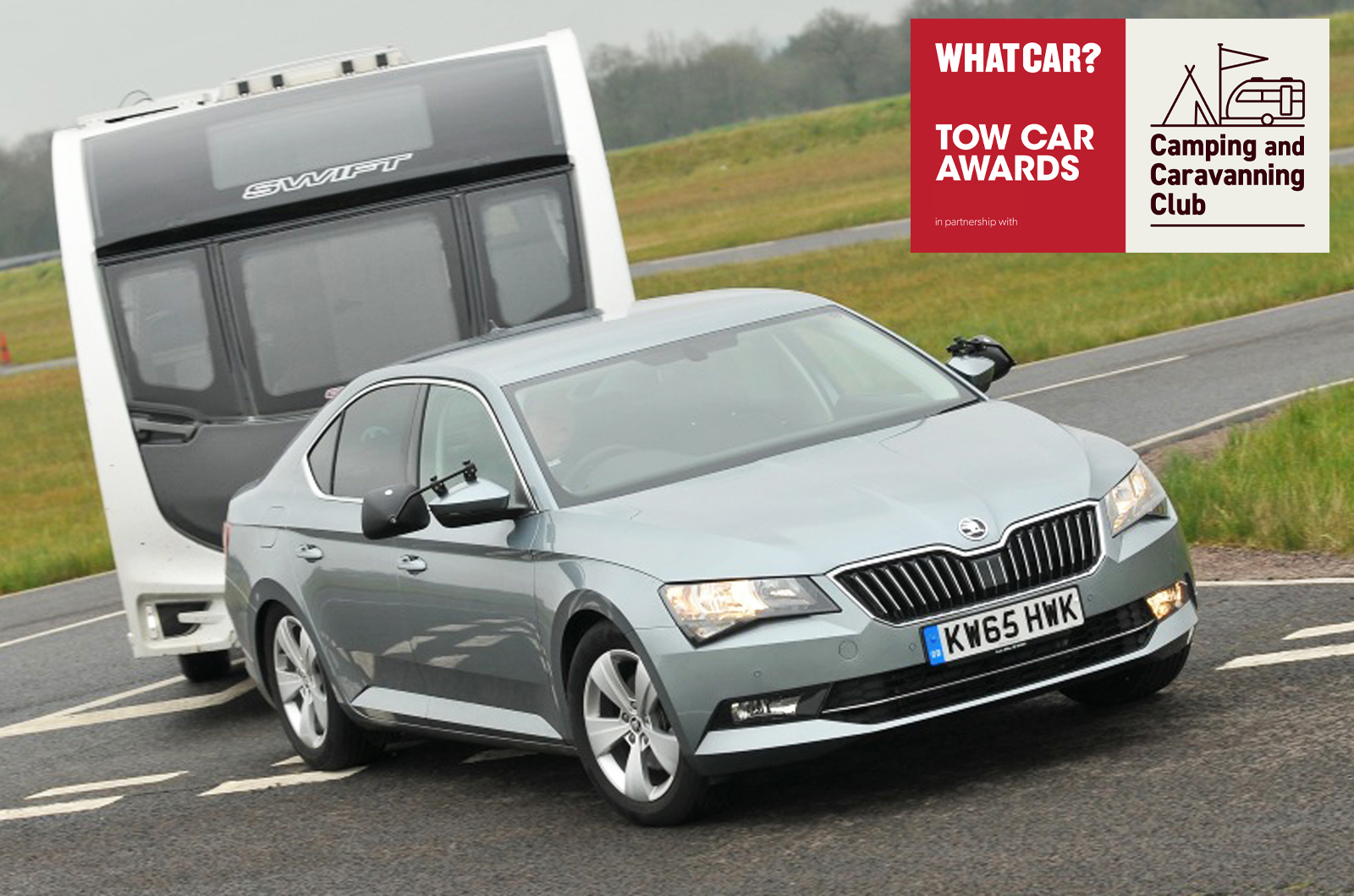 2016 Skoda Superb towing a caravan