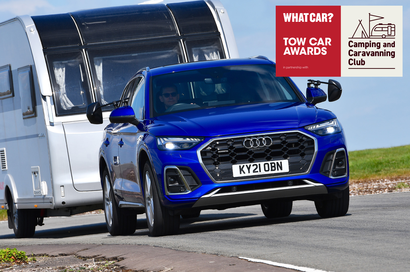 2022 Audi Q5 towing a caravan