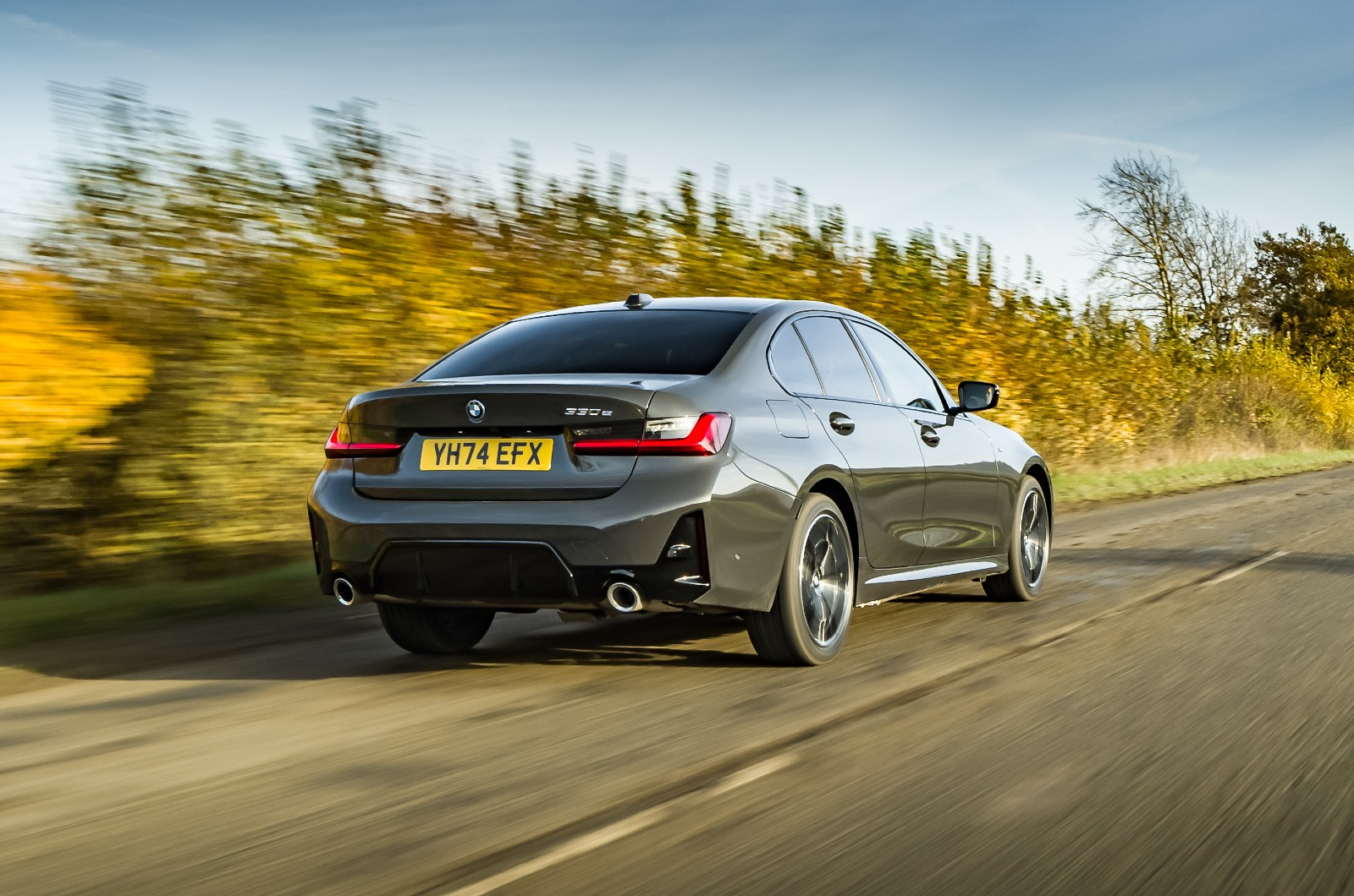 2025 BMW 330e rear 3/4