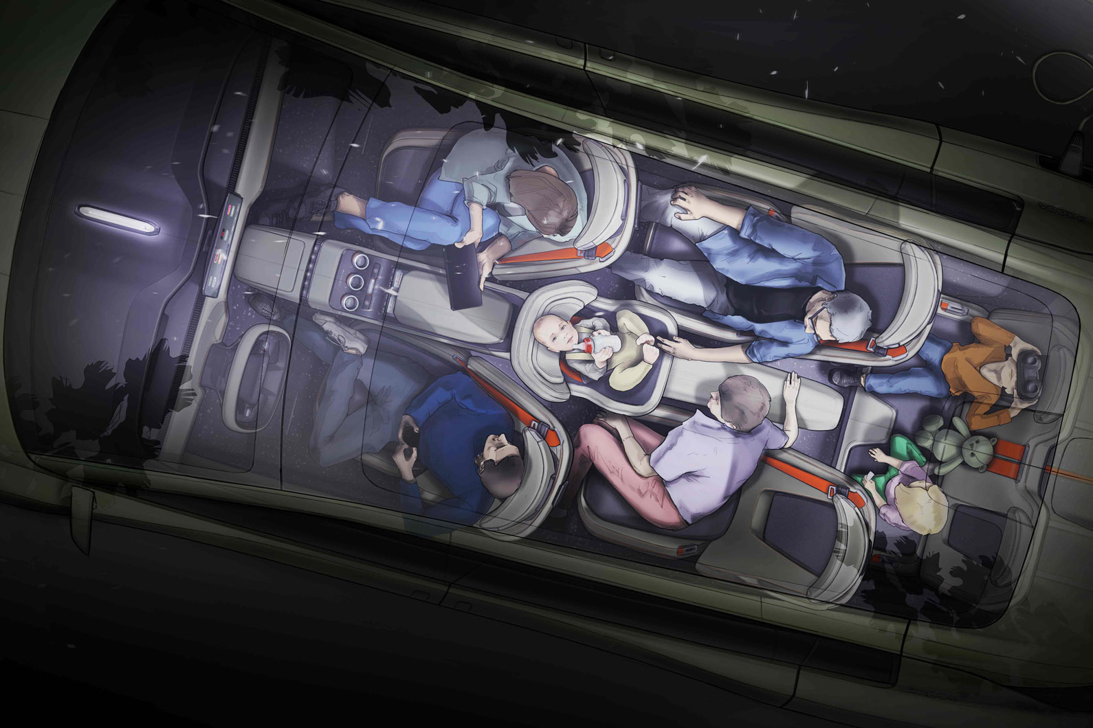 Skoda Vision 7S interior sketch