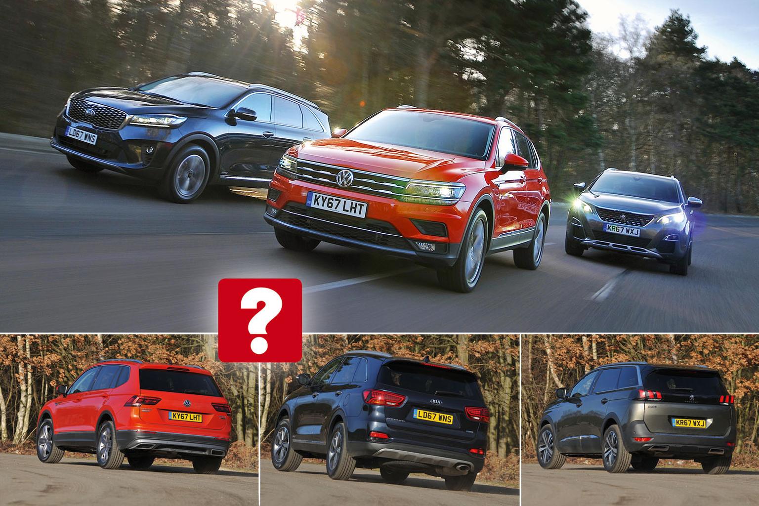 New Kia Sorento & Volkswagen Tiguan Allspace vs Peugeot 5008