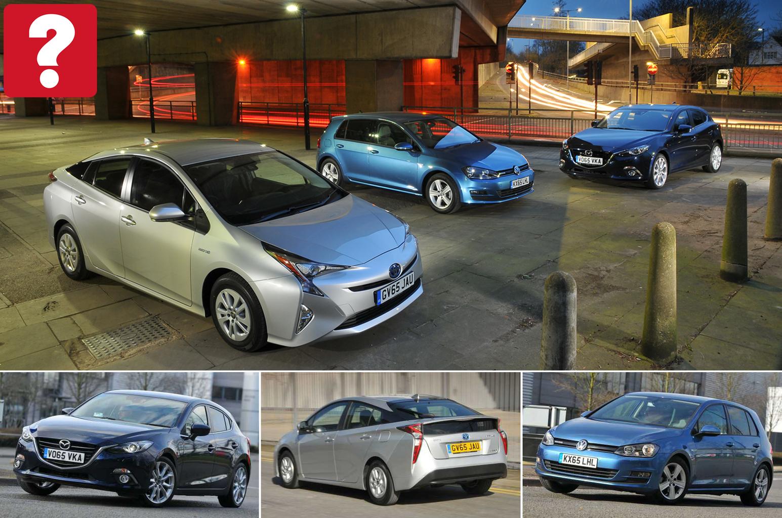 New Toyota Prius vs Mazda 3 vs Volkswagen Golf