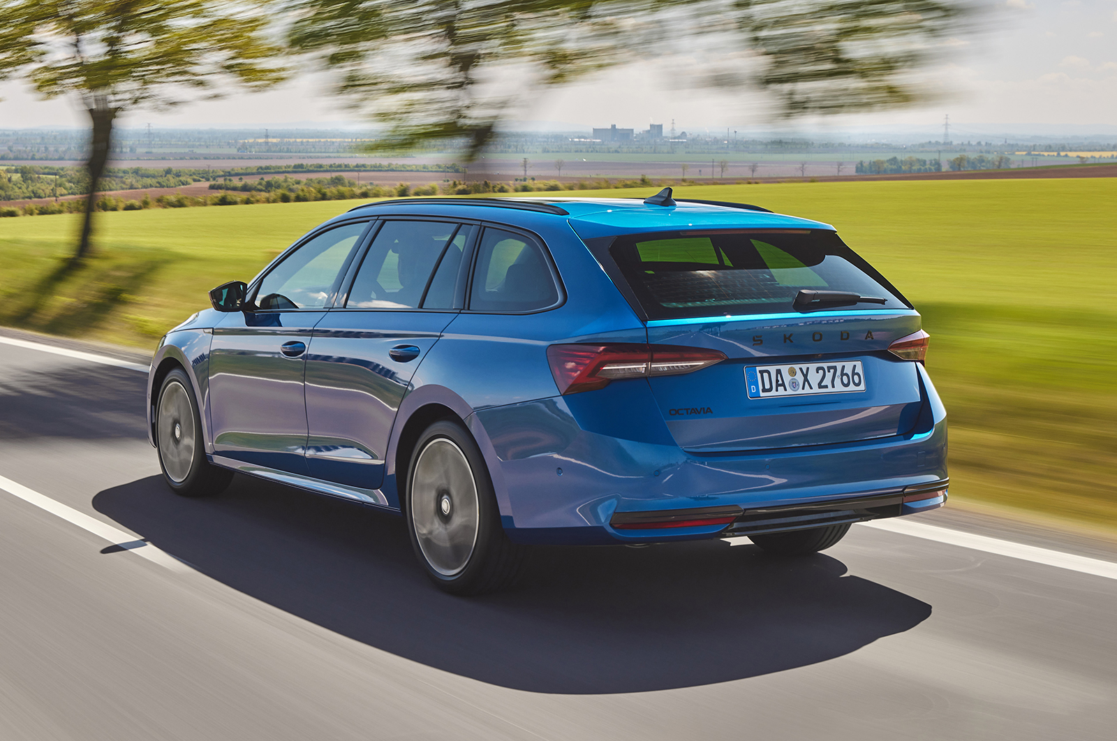 Skoda Octavia Estate rear three quarters driving