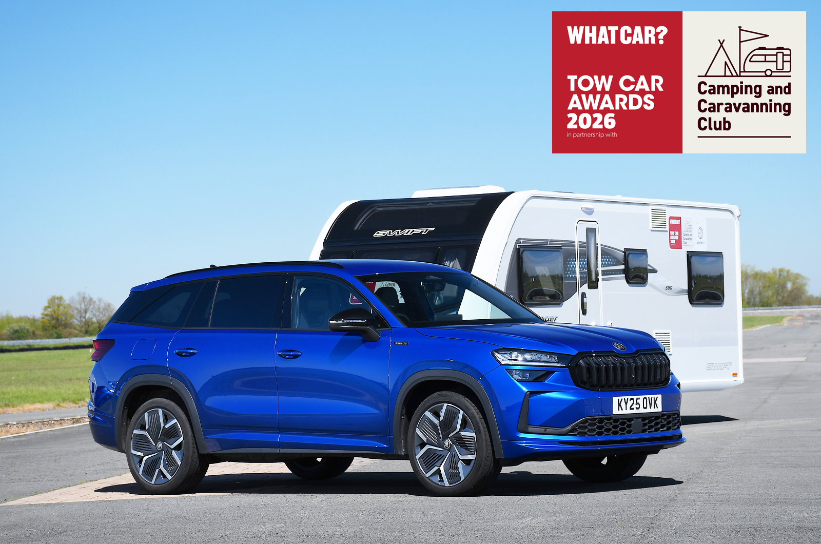 Skoda Kodiaq front static with caravan