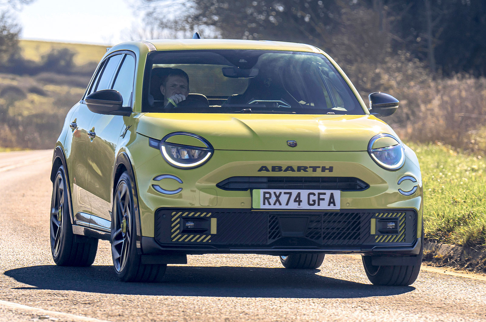 Abarth 600e front cornering