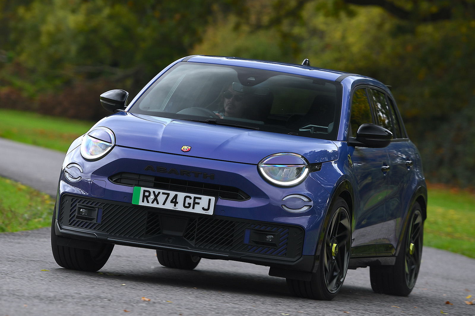 Abarth 600e cornering