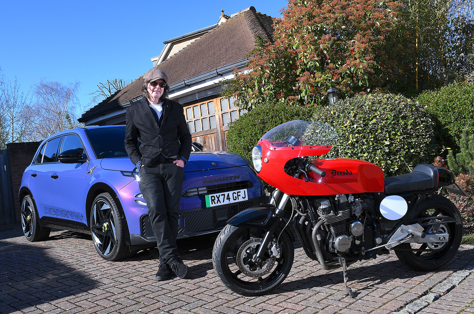 Abarth 600e Mark and motorbike