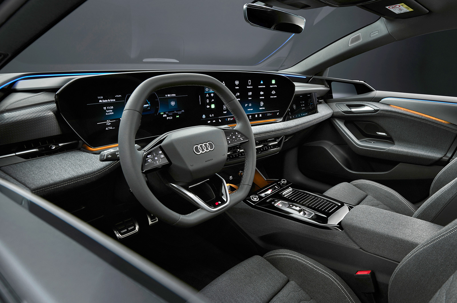 Audi A6 e-tron dashboard and infotainment