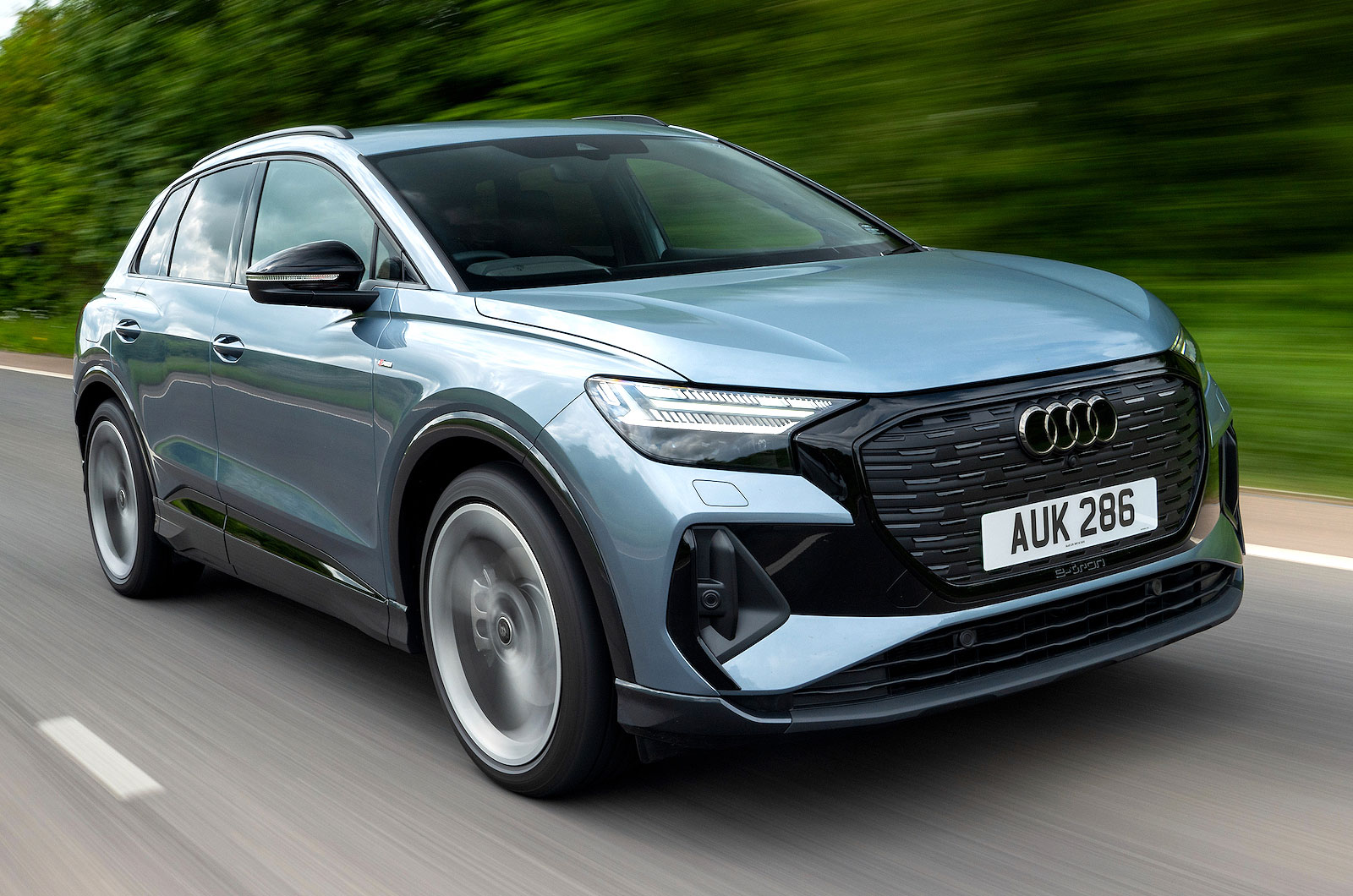 Audi Q4 e-tron front right driving