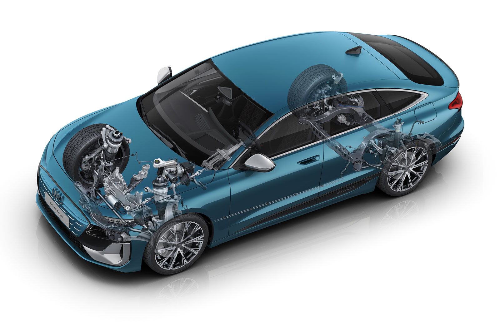Audi S6 Sportback e-tron suspension components highlighted