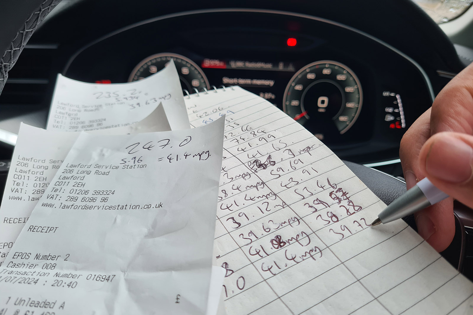 Audi A6 Avant long-term test fuel reciepts