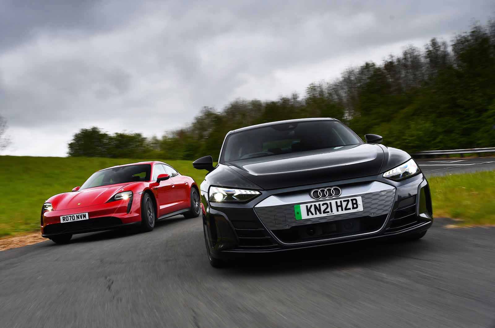 Audi E-tron GT vs Porsche Taycan fronts