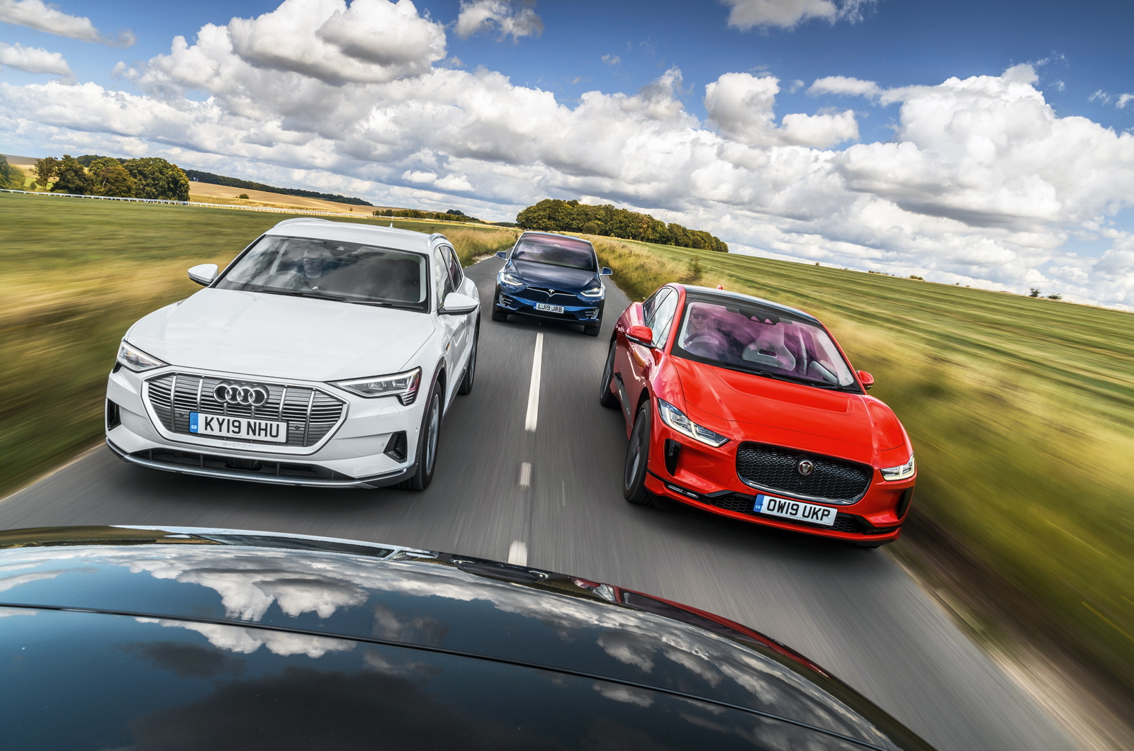 Audi E-tron with Tesla Model X and Jaguar I-Pace