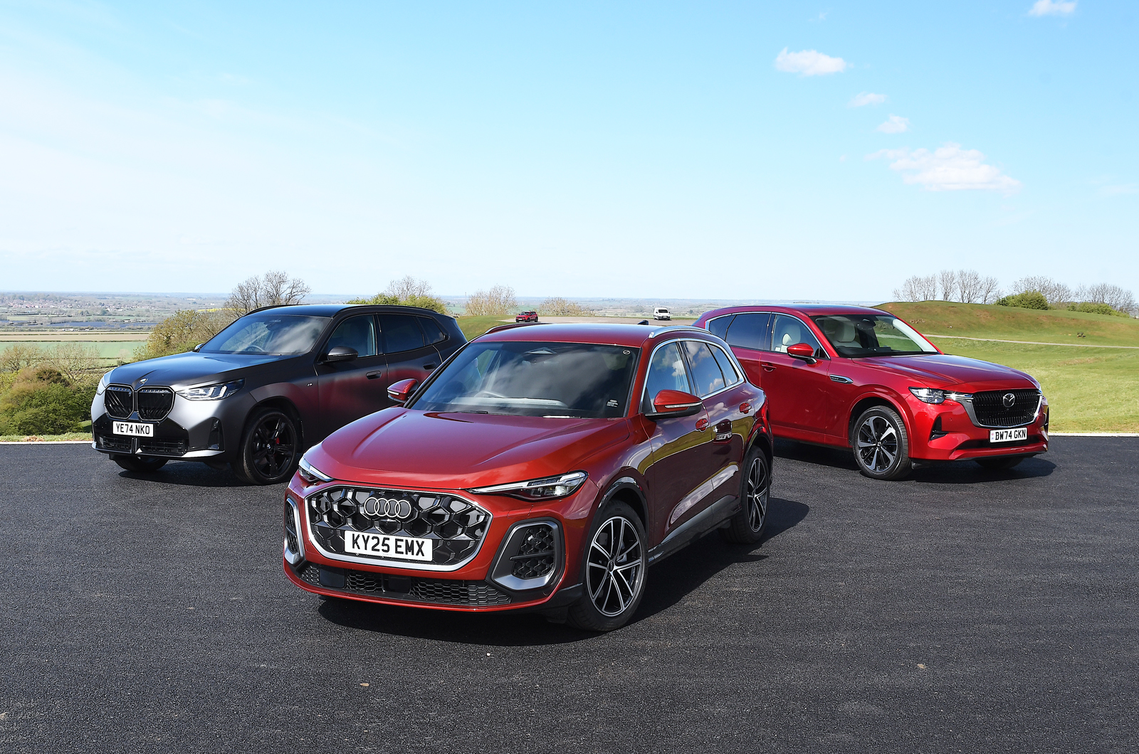 Audi Q5 vs BMW X3 vs Mazda CX-60 fronts