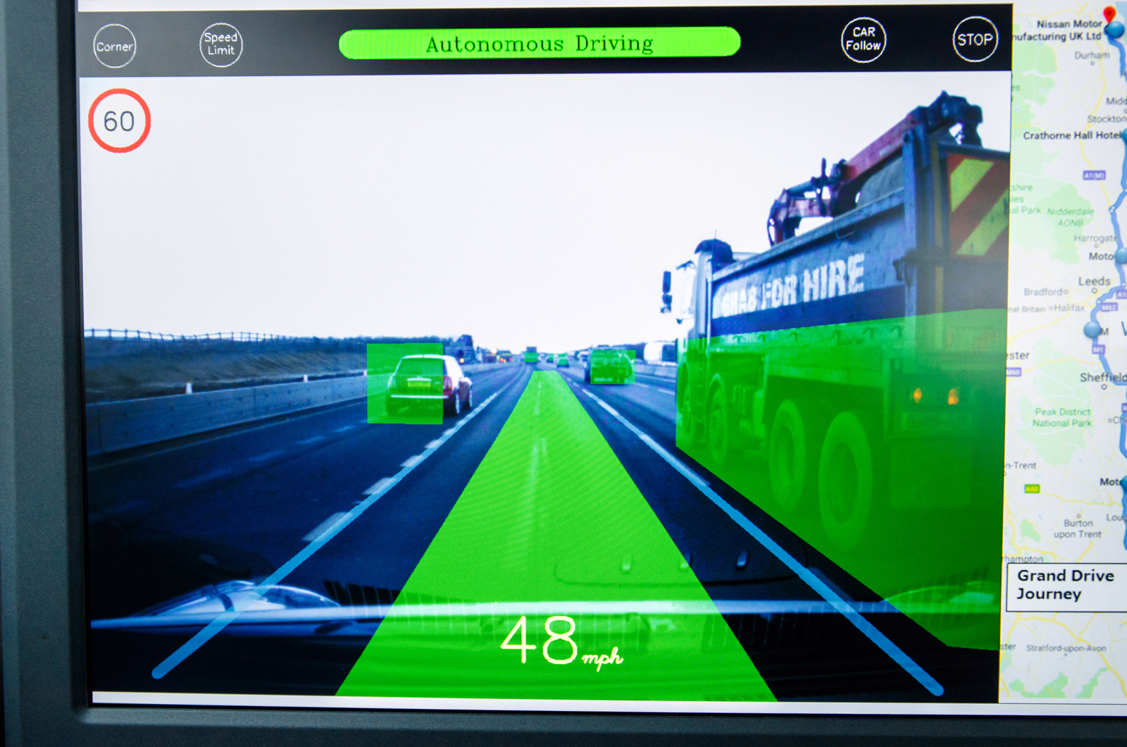 Autonomous car display screen