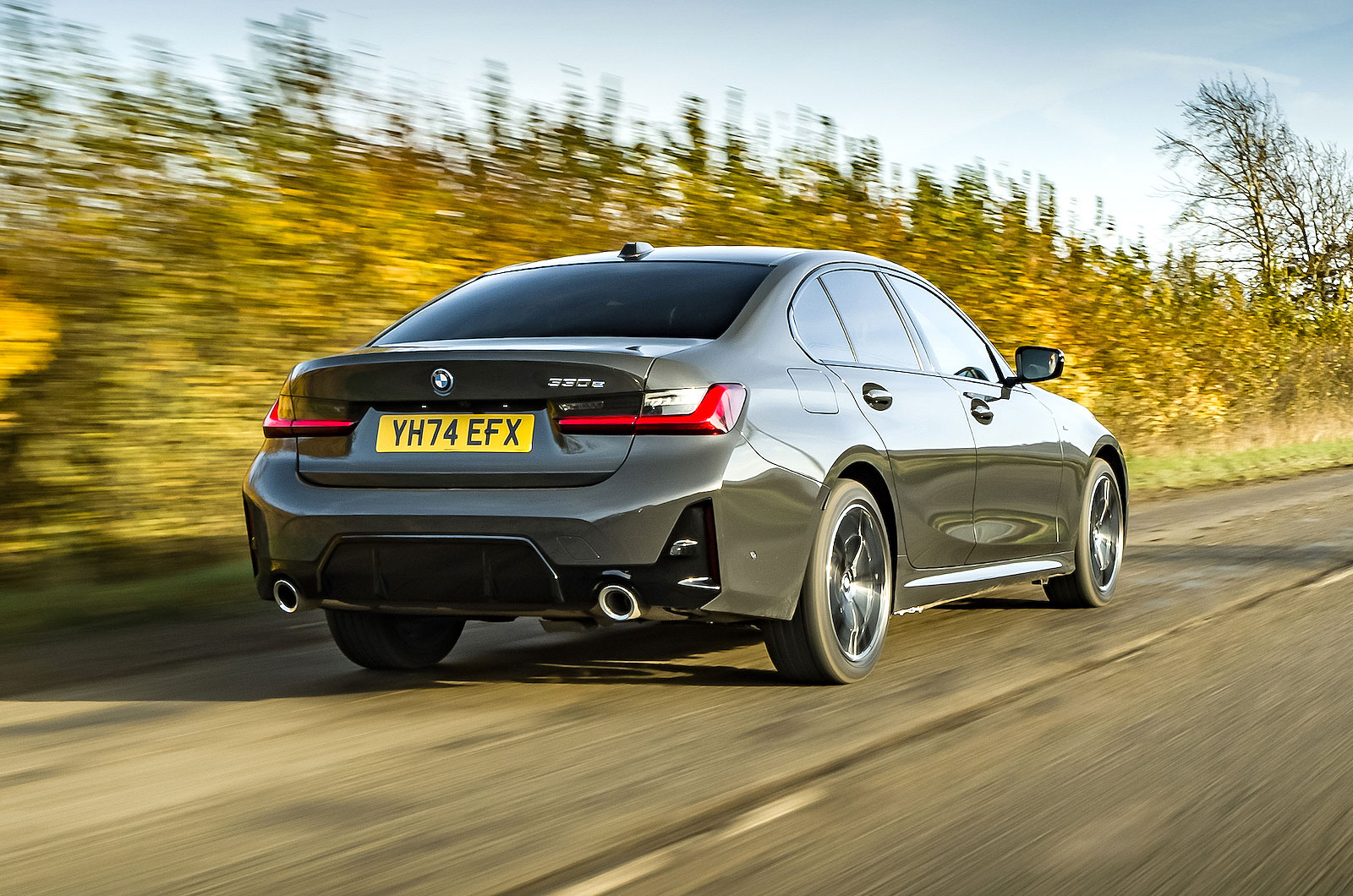 BMW 330e rear right driving