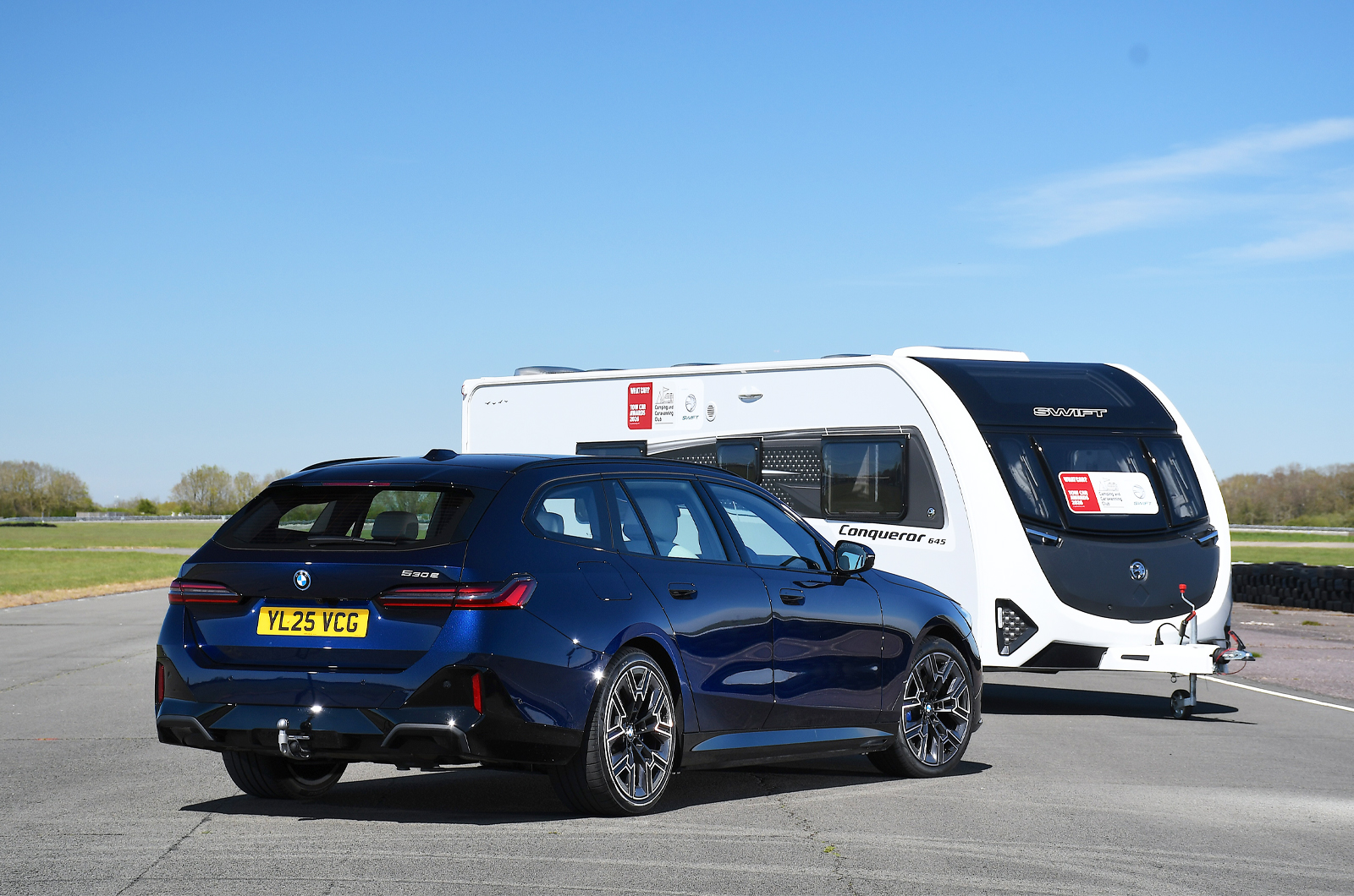 BMW 5 Series Touring rear static with caravan
