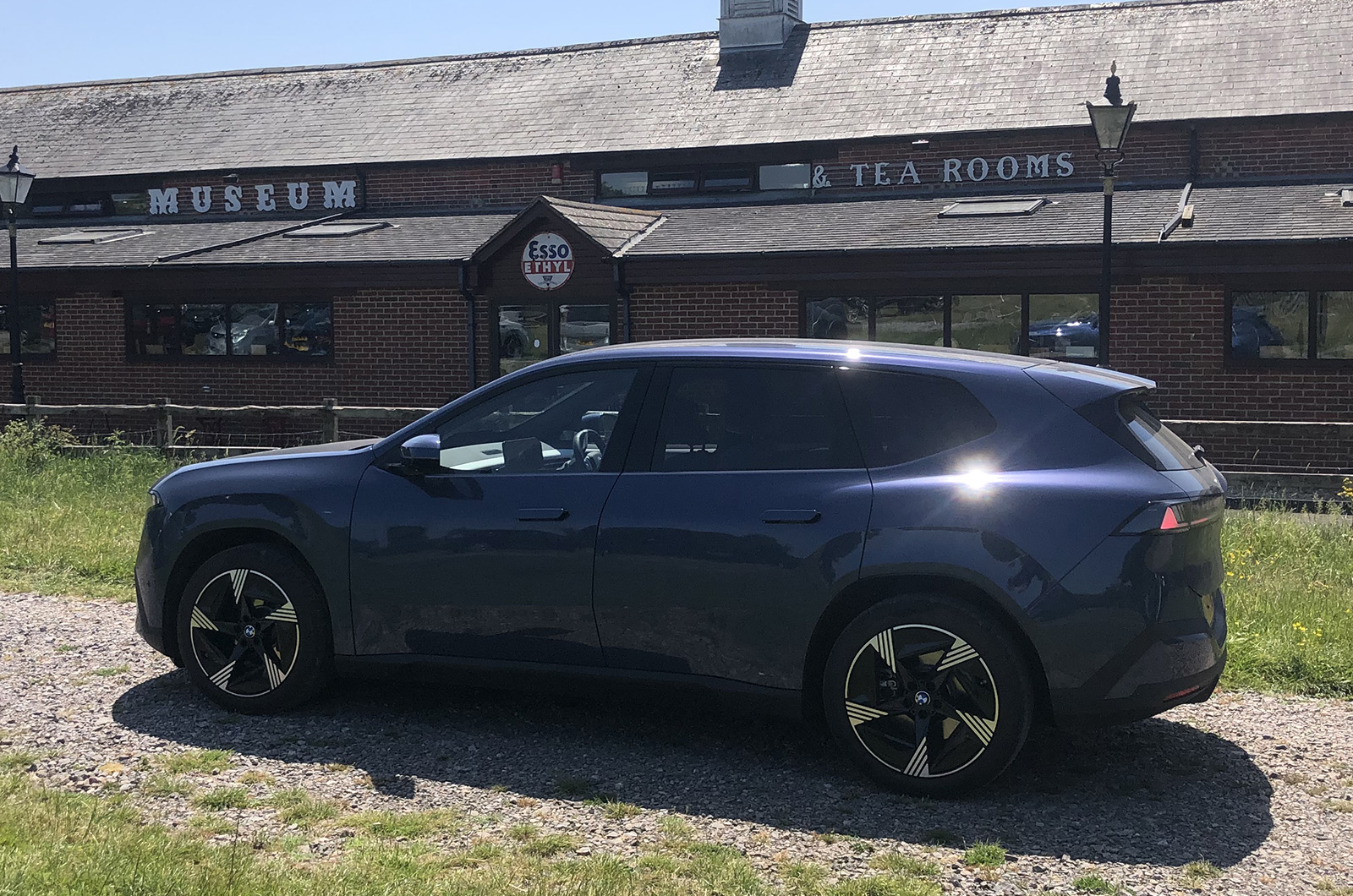 BMW iX3 outside museum
