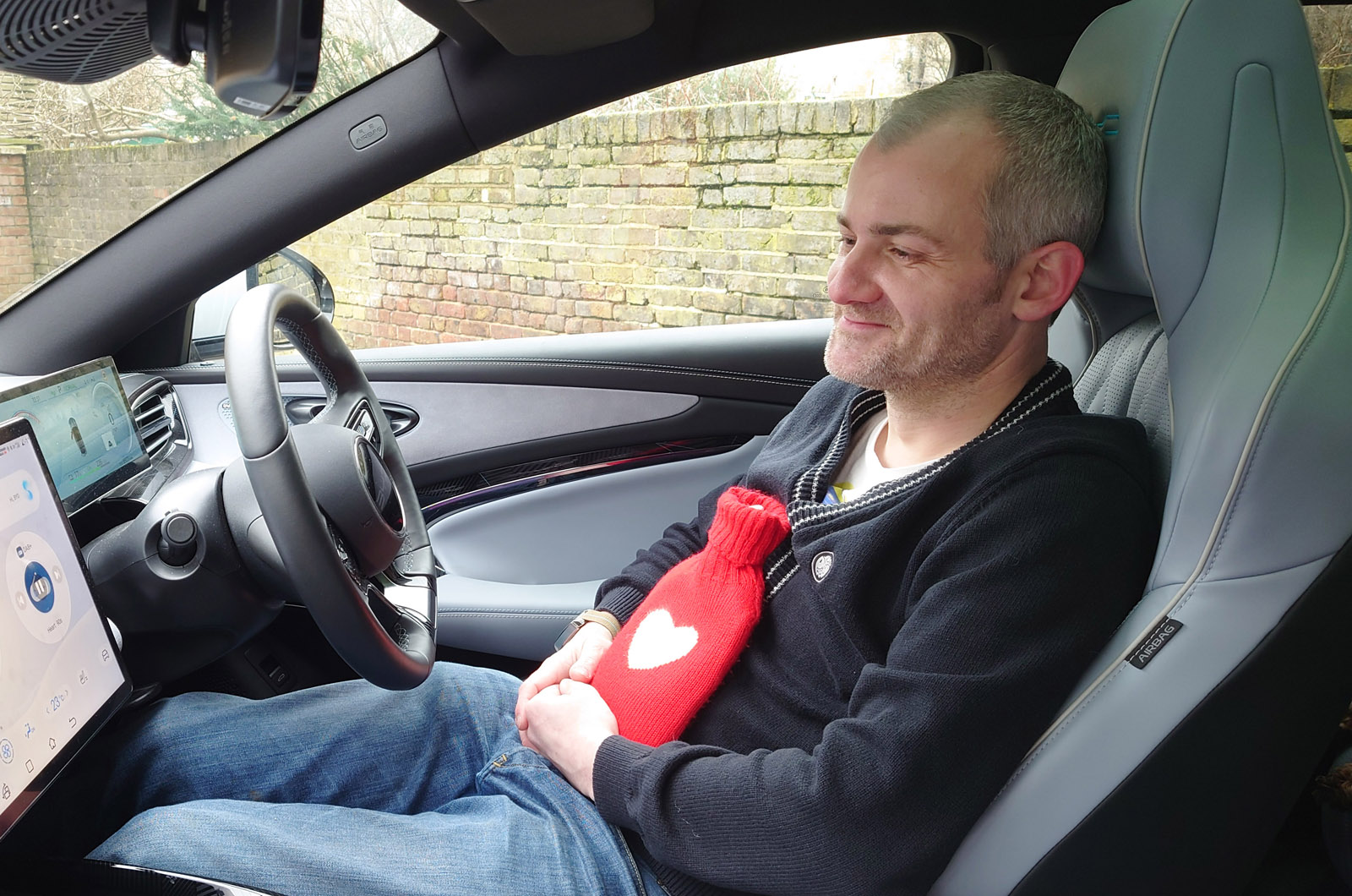 BYD Seal LT - in driver seat with hot water bottle