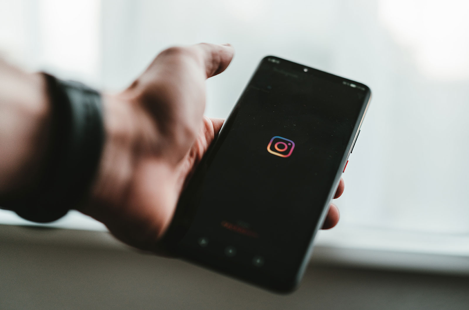 Mobile phone with Instagram logo