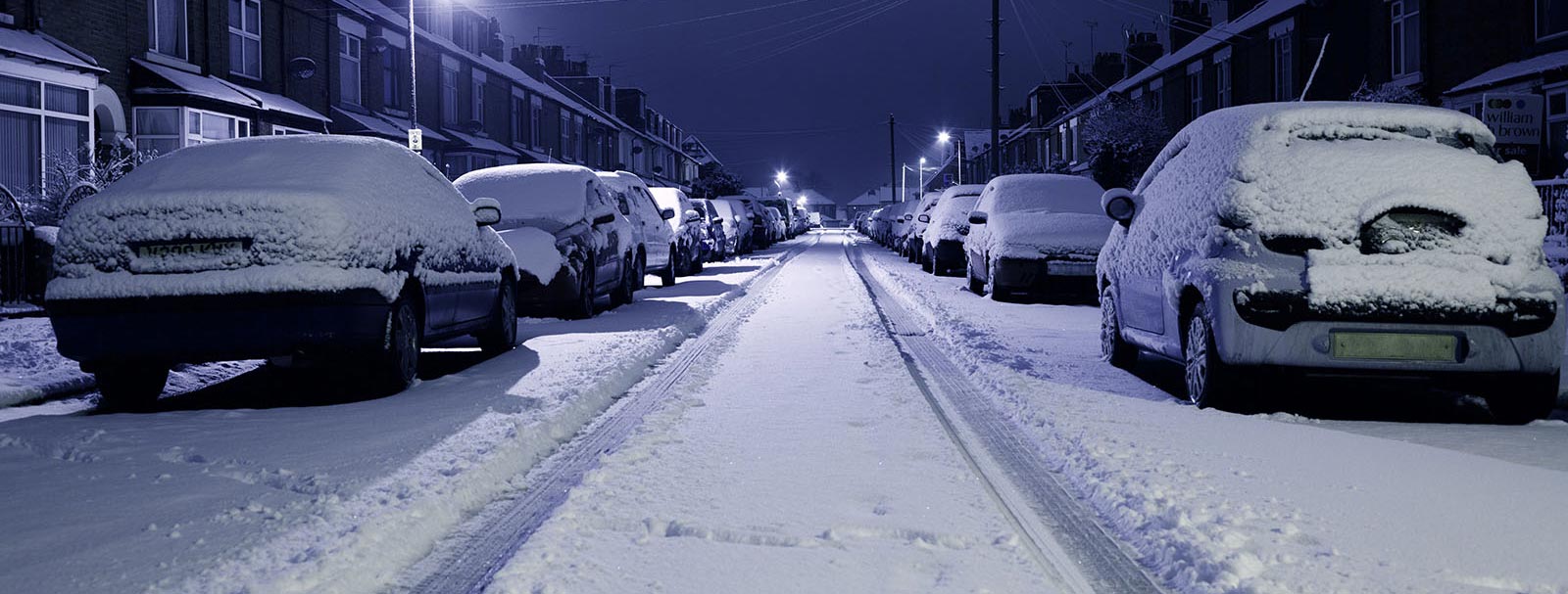 Cars on a snowy street