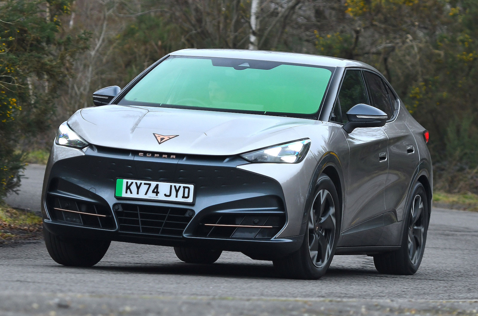 Cupra Tavascan front cornering