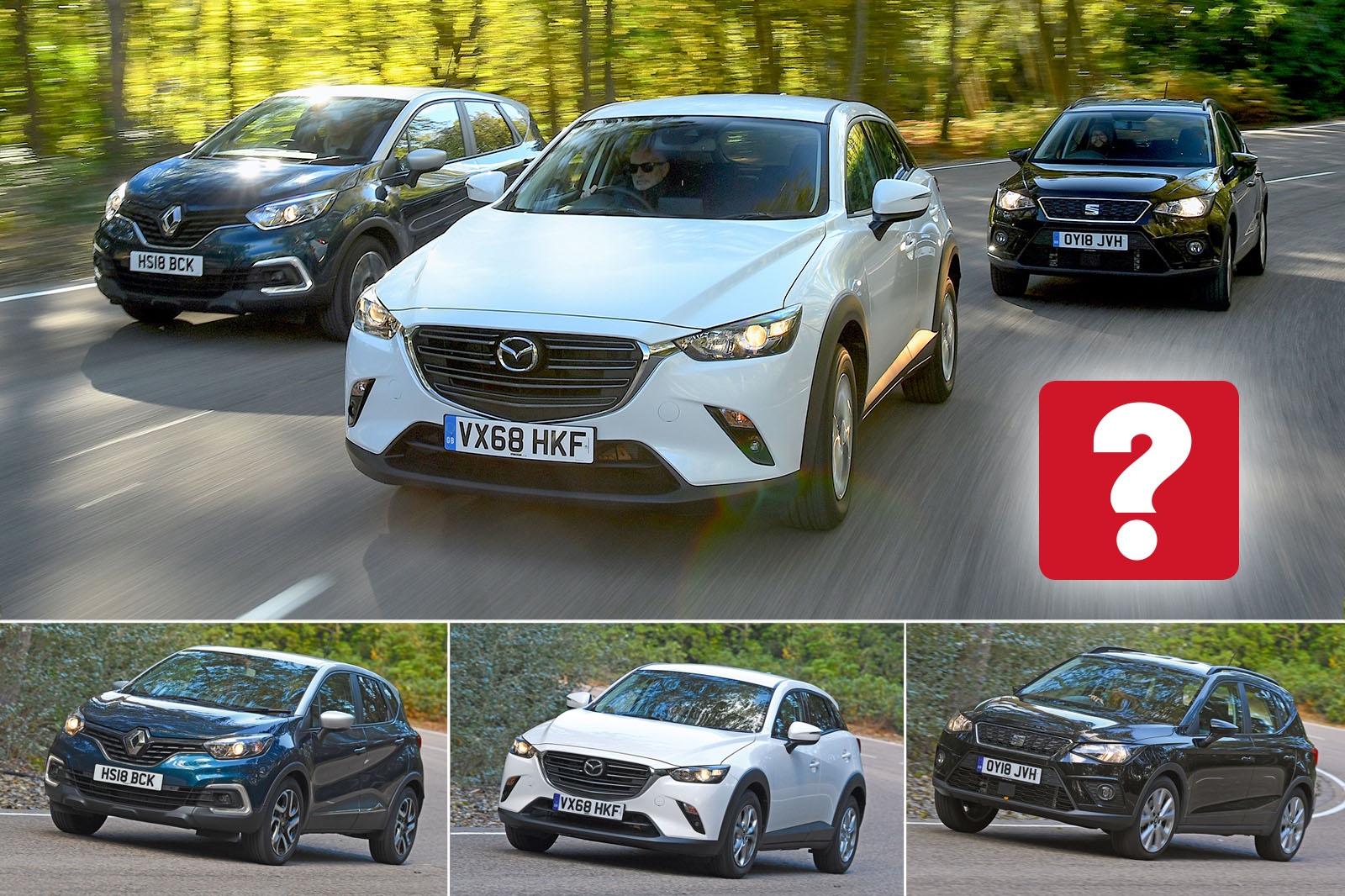 New Mazda CX-3 & Renault Captur vs Seat Arona
