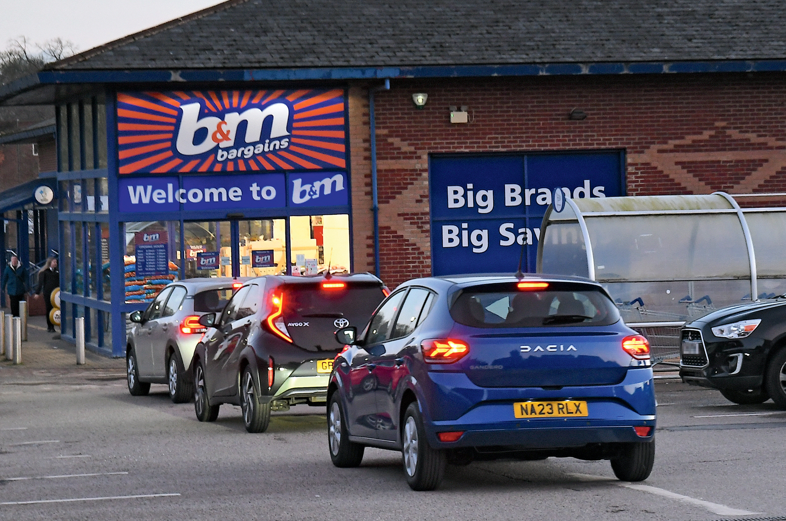 Dacia Sandero with Toyota Aygo X and Citroen C3 in car park - rears