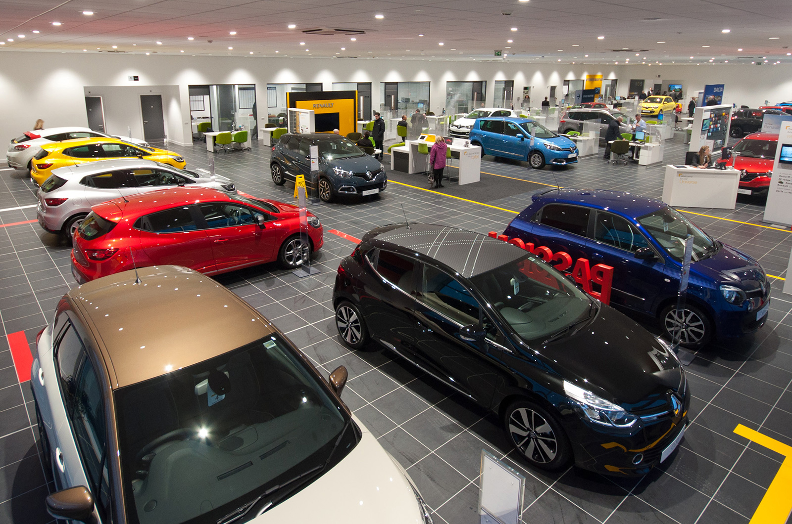 Car leaving Mercedes dealership