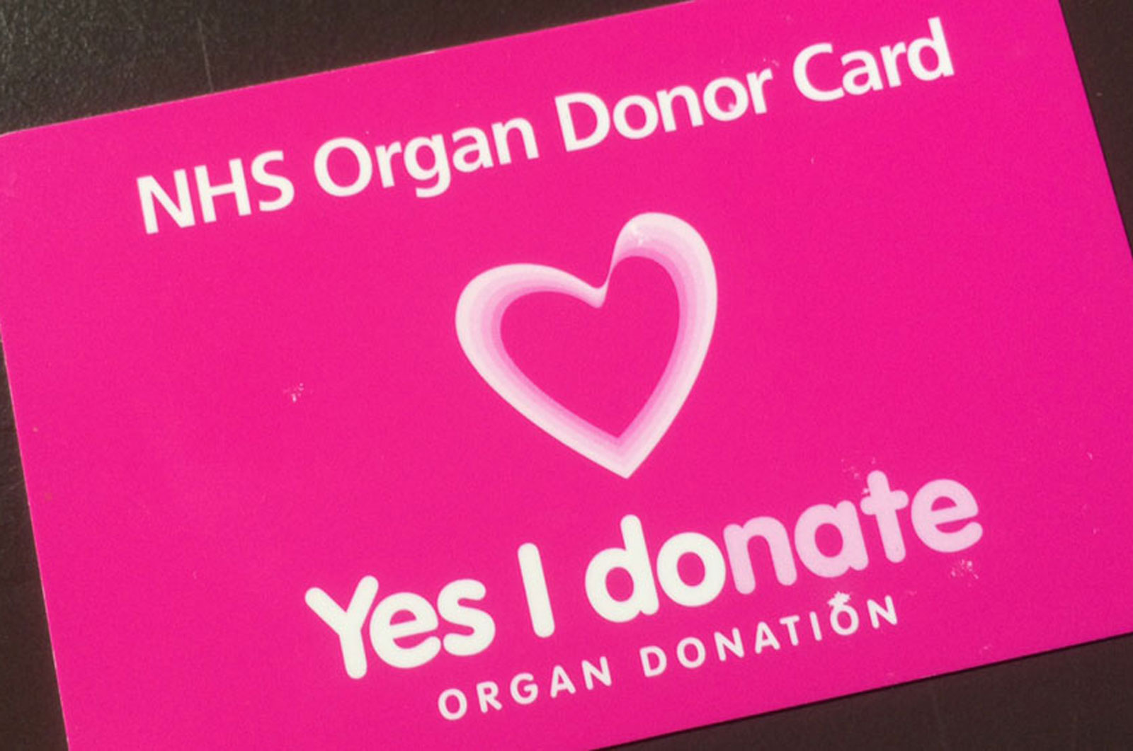 organ donation card