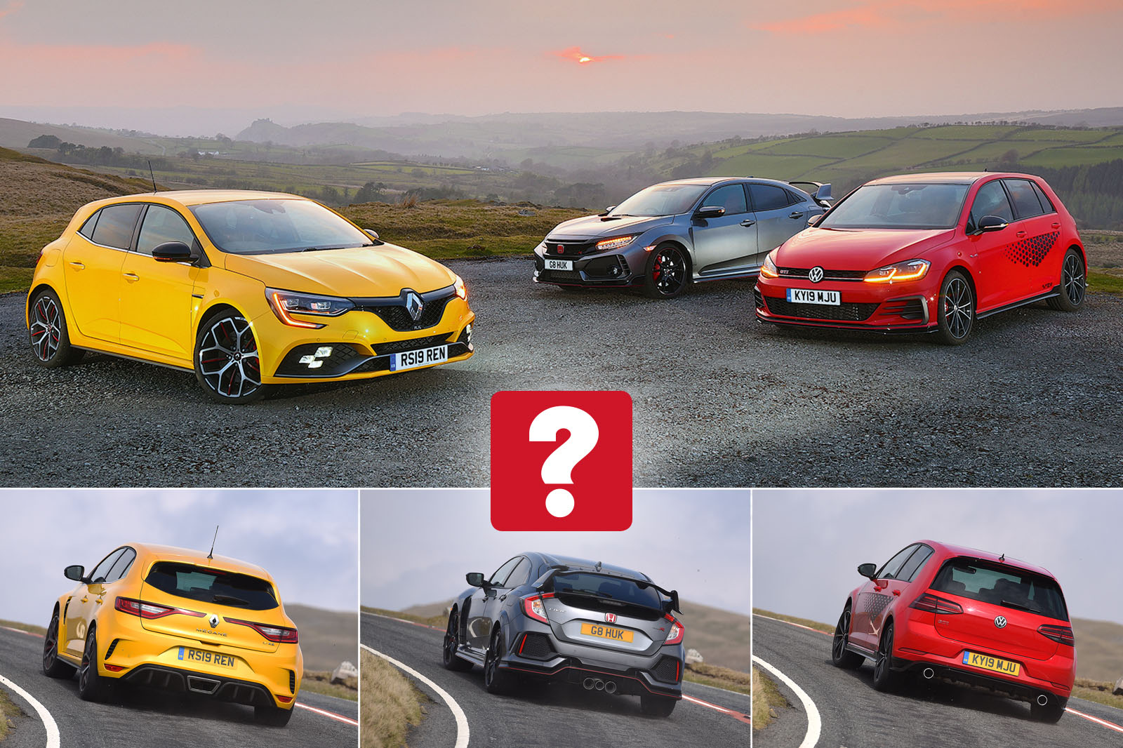 New Renault Megane RS & Volkswagen Golf GTI vs Honda Civic Type R