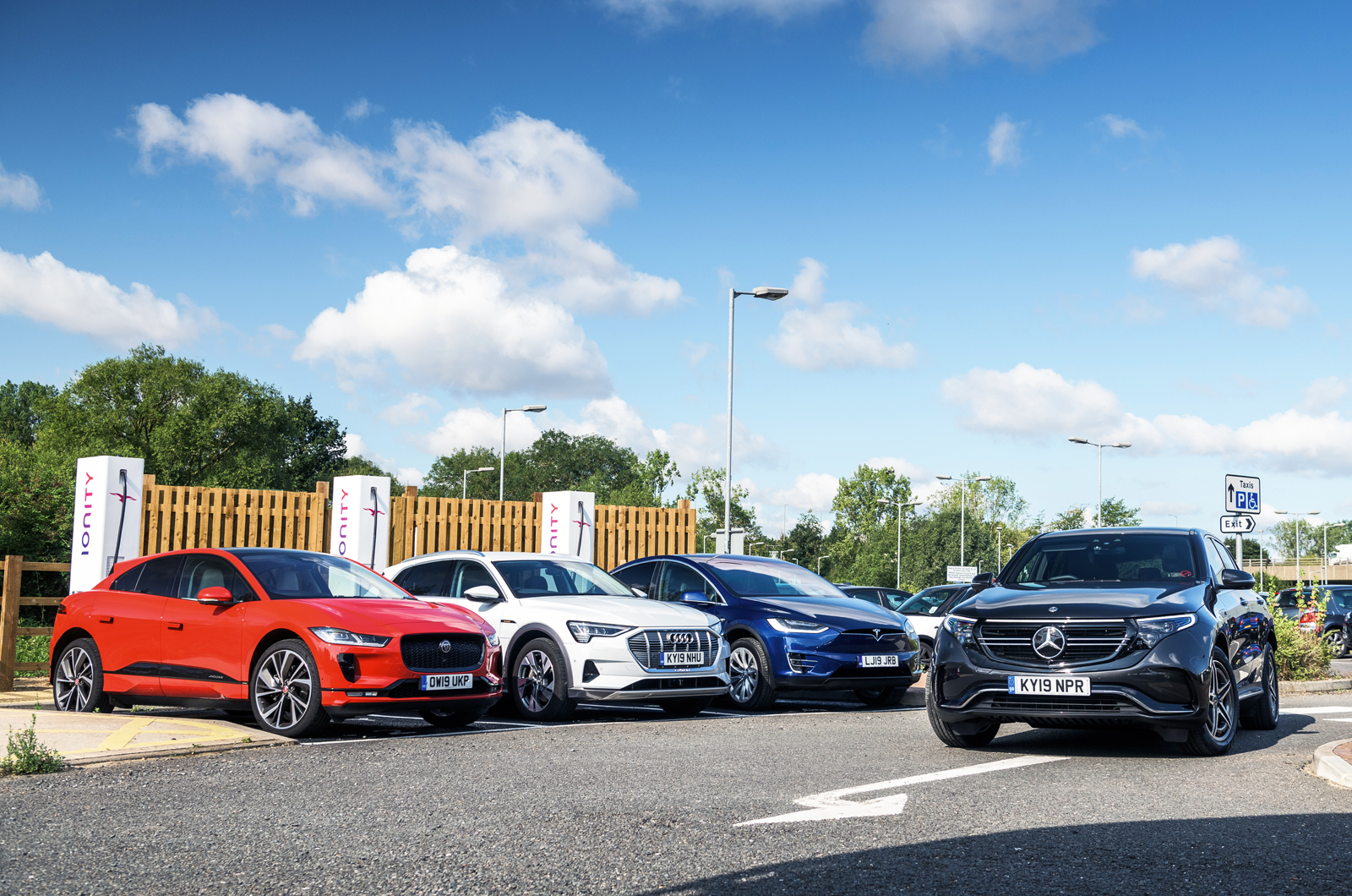 Electric cars charging at Ionity units