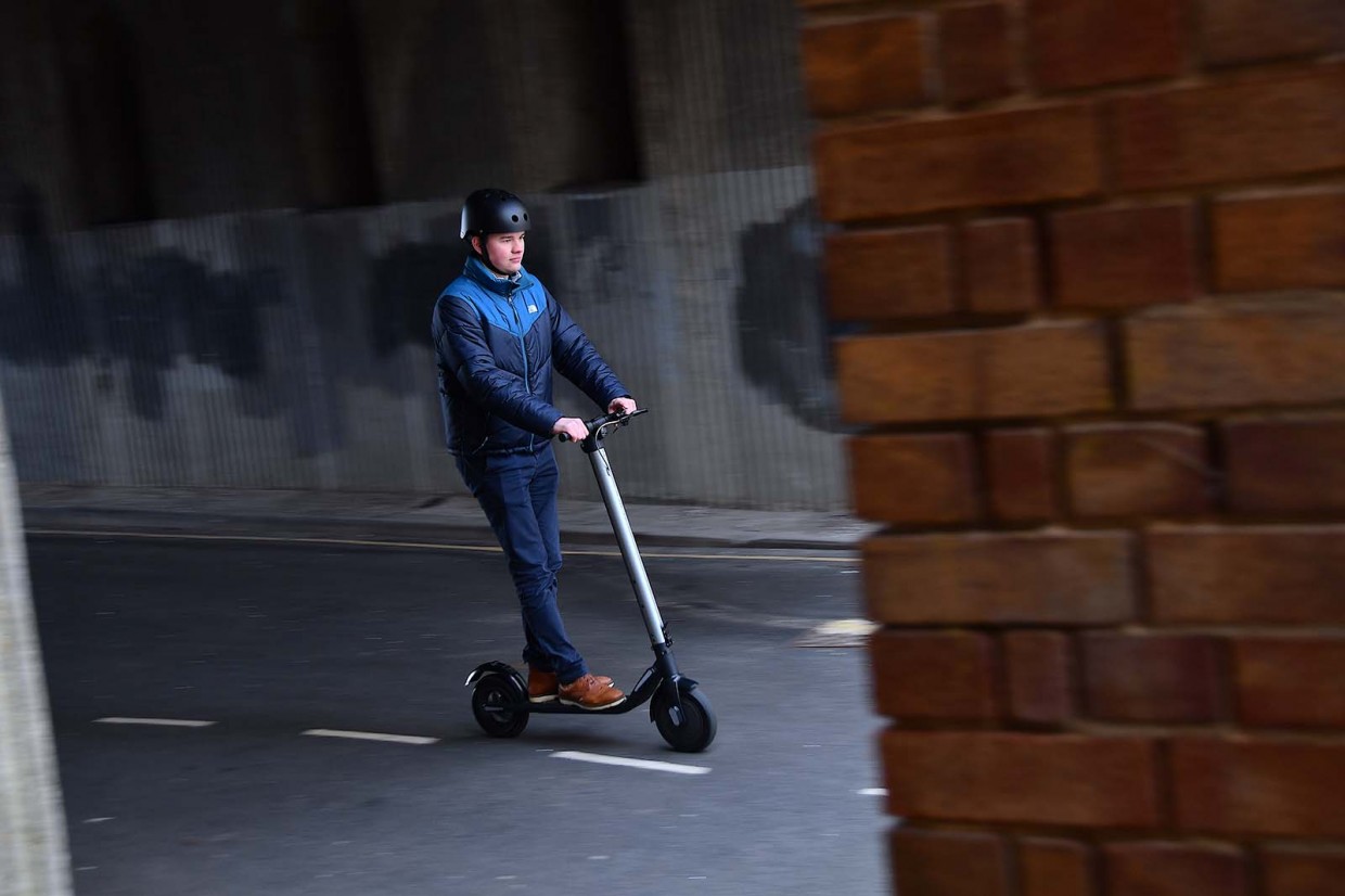 Riding an e-scooter