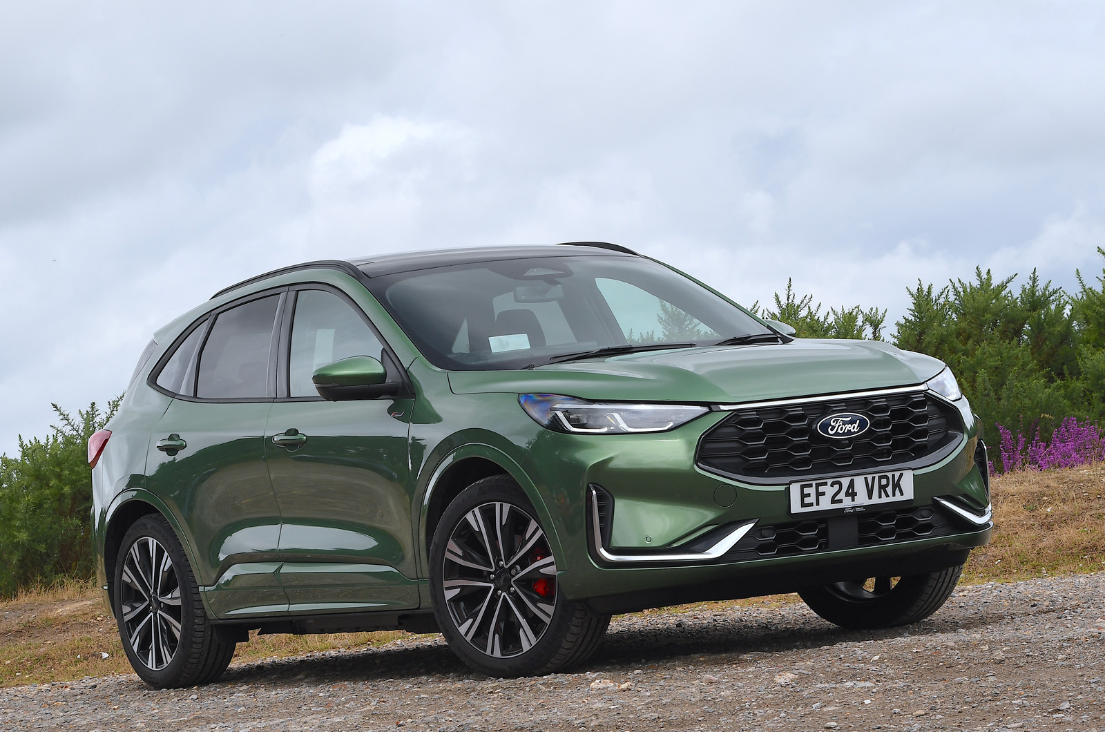Green Ford Kuga front right static