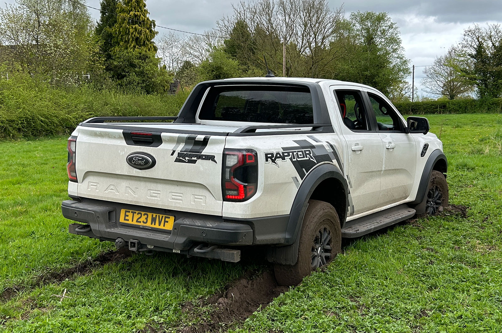Ford Ranger Raptor stuck in field