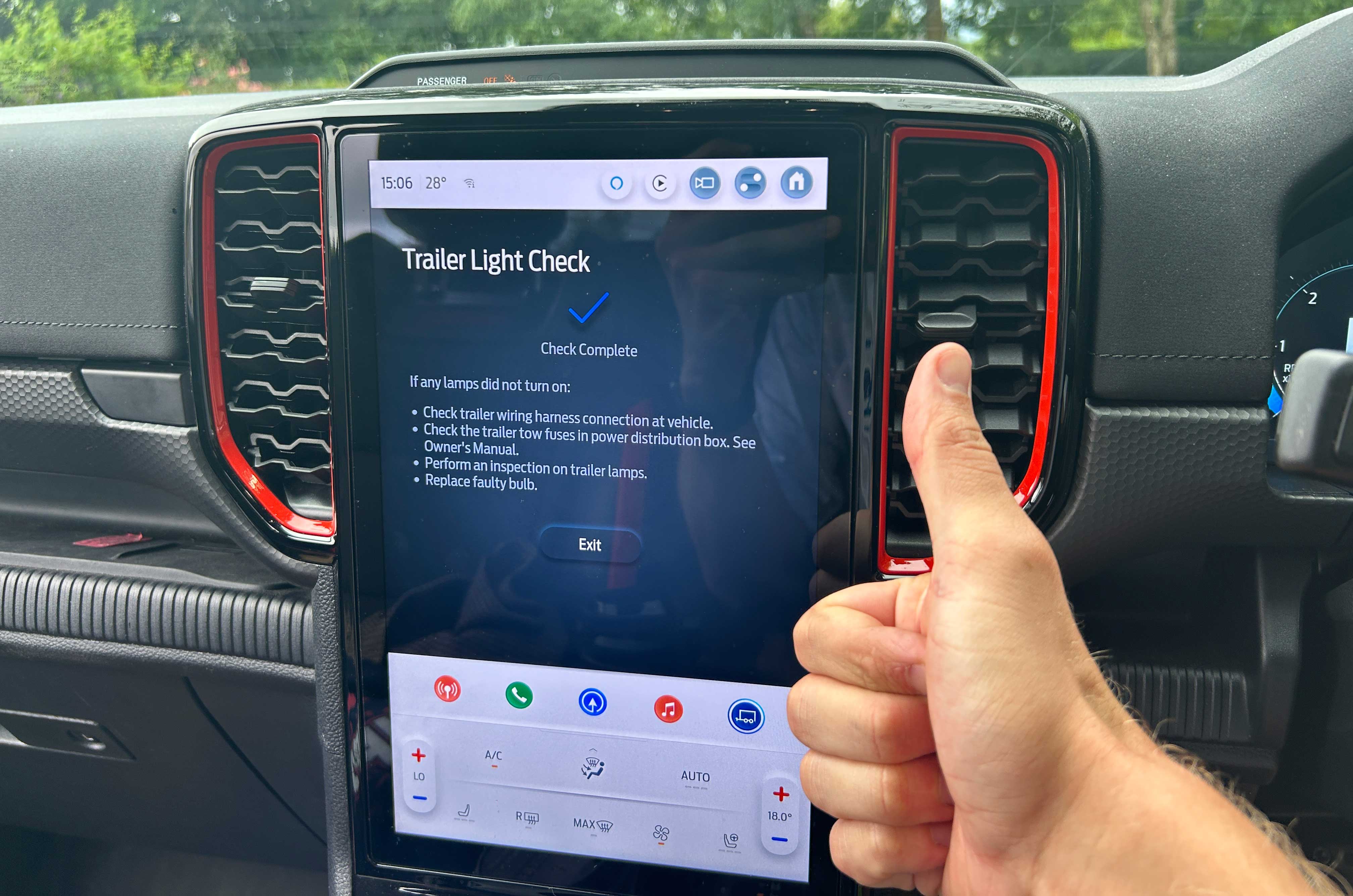 Ford Ranger Raptor pick-up truck infotainment screen