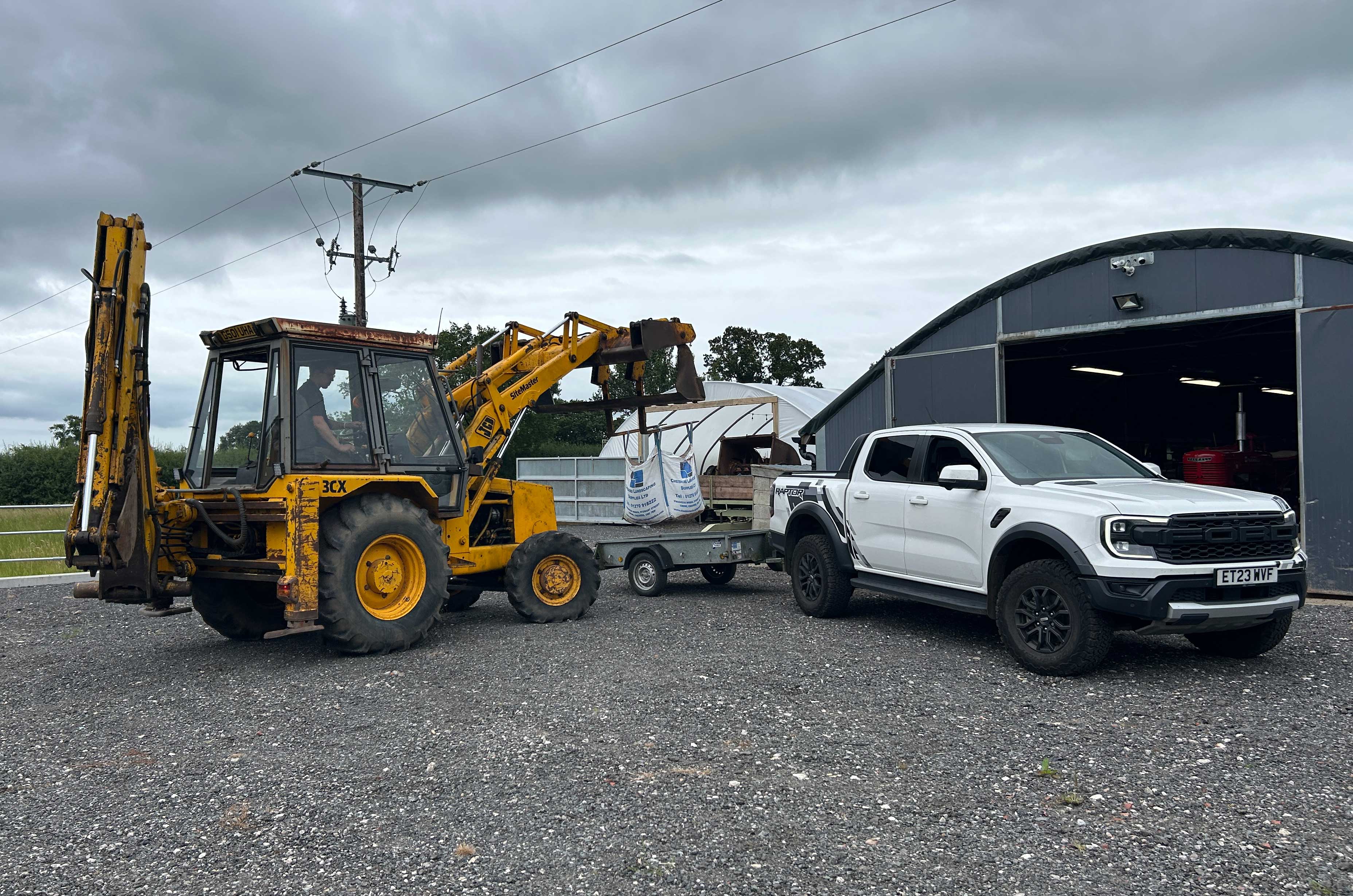 Ford Ranger Raptor pick-up truck with digger