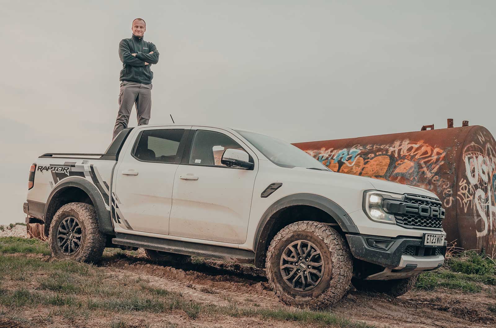 Ford Ranger Raptor with Max standing on it