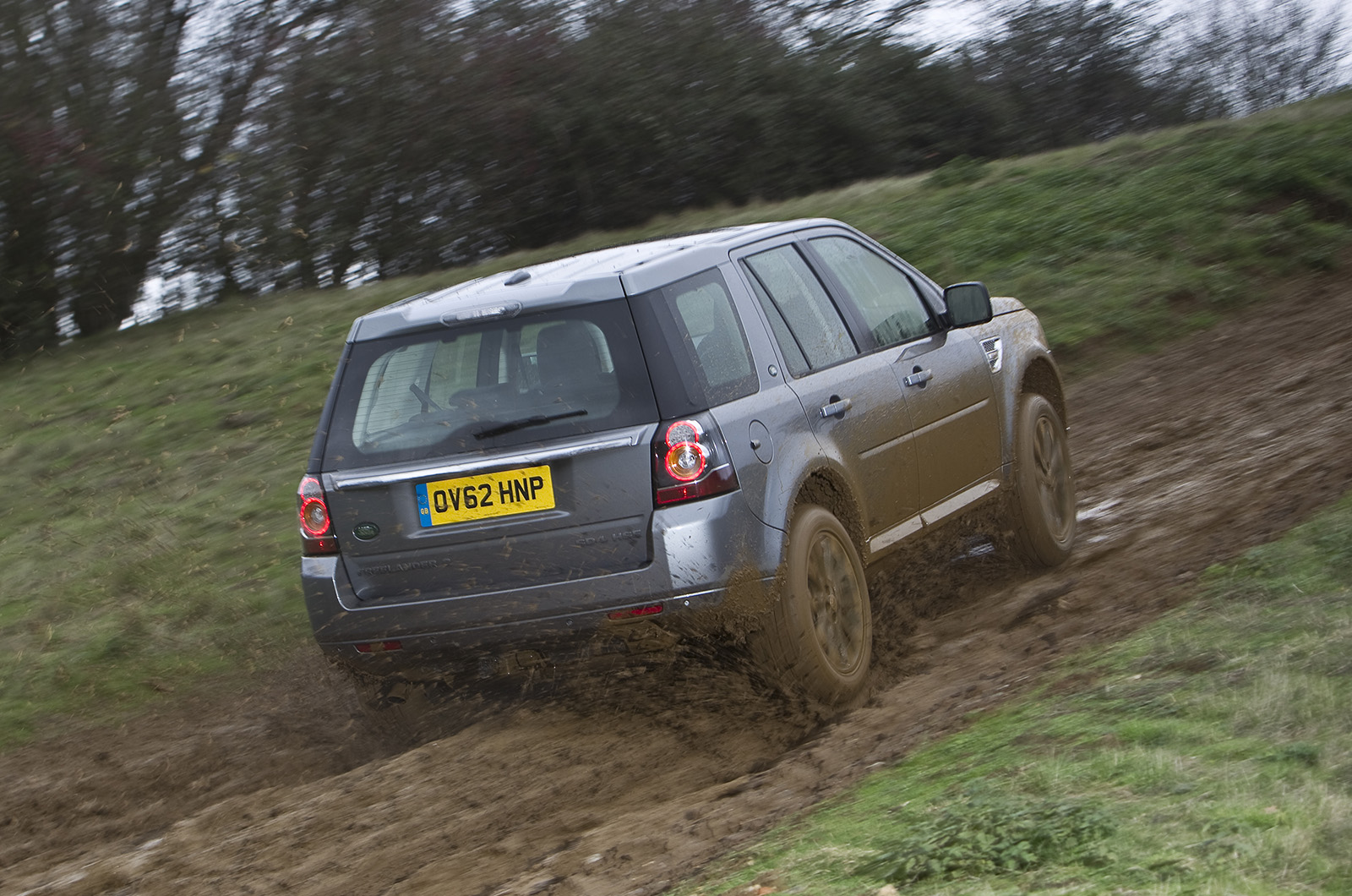 Land Rover Freelander rear up muddy hill