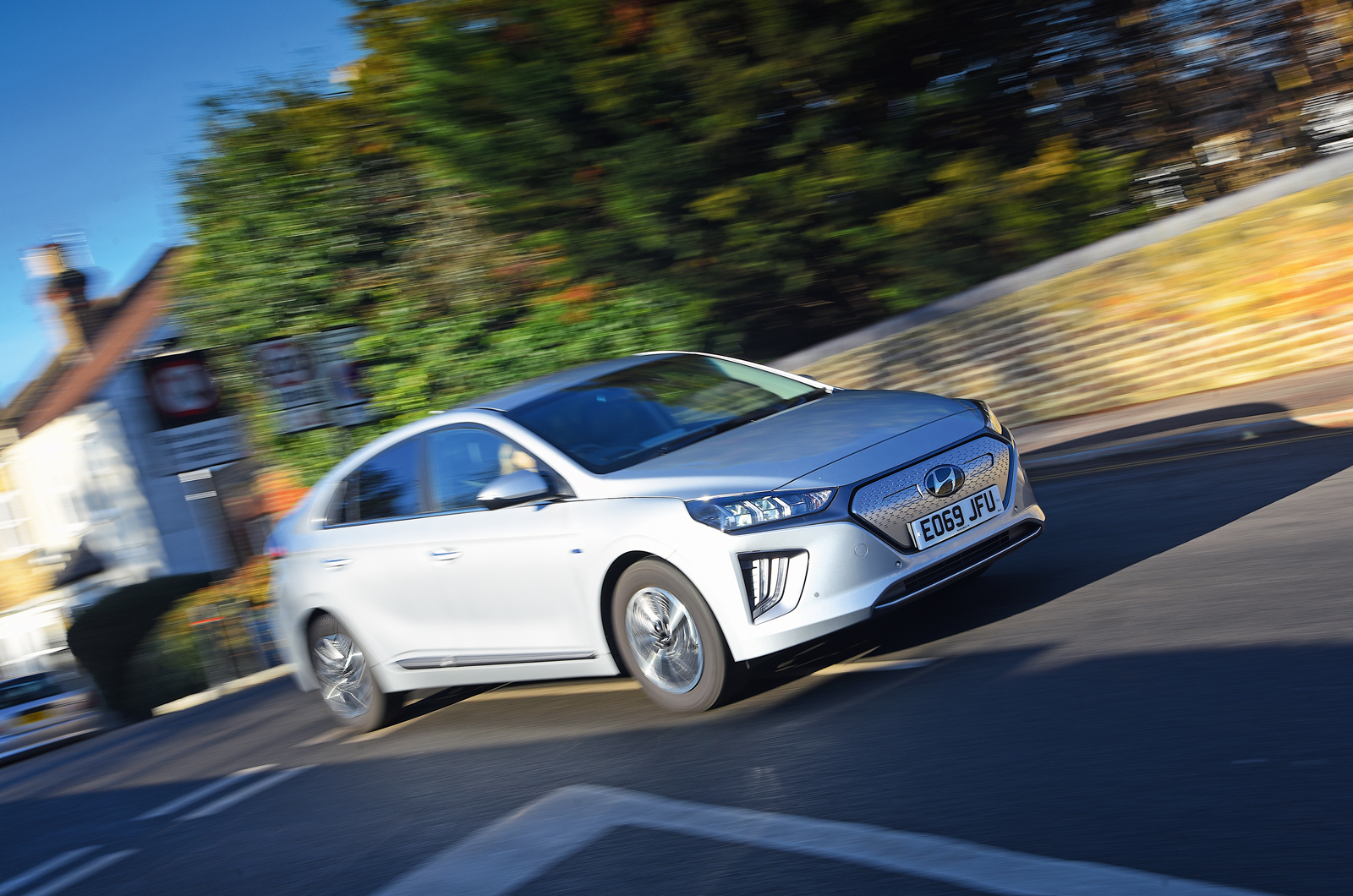 Hyundai Ioniq Electric driving through town