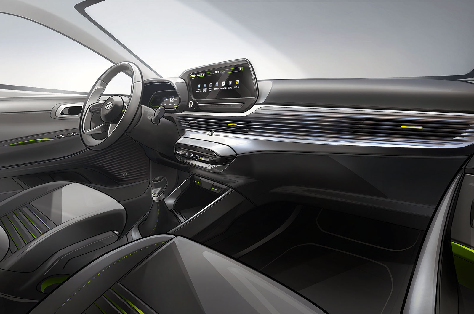 Hyundai i20 interior sketch