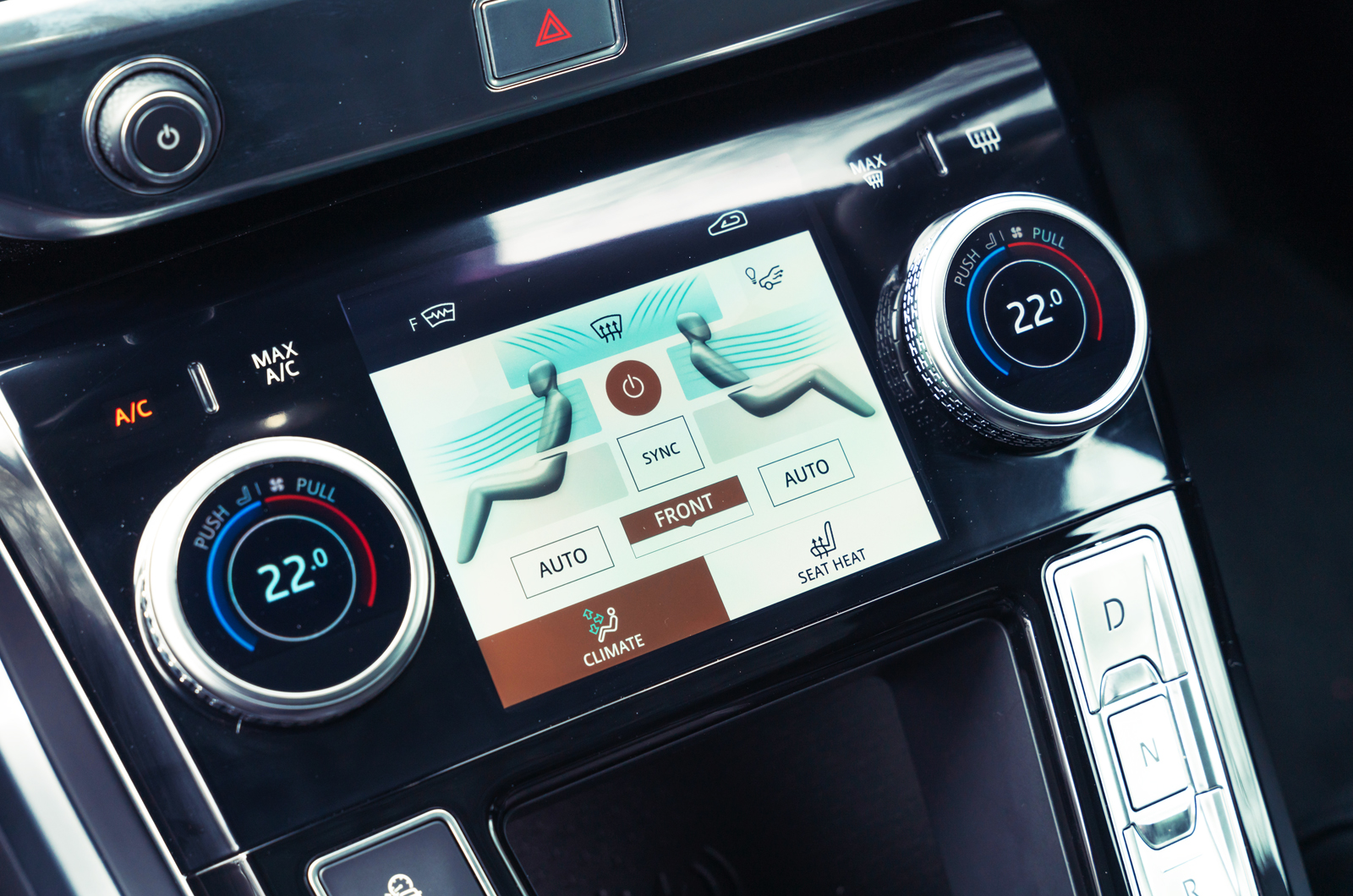 Jaguar I-Pace climate controls.