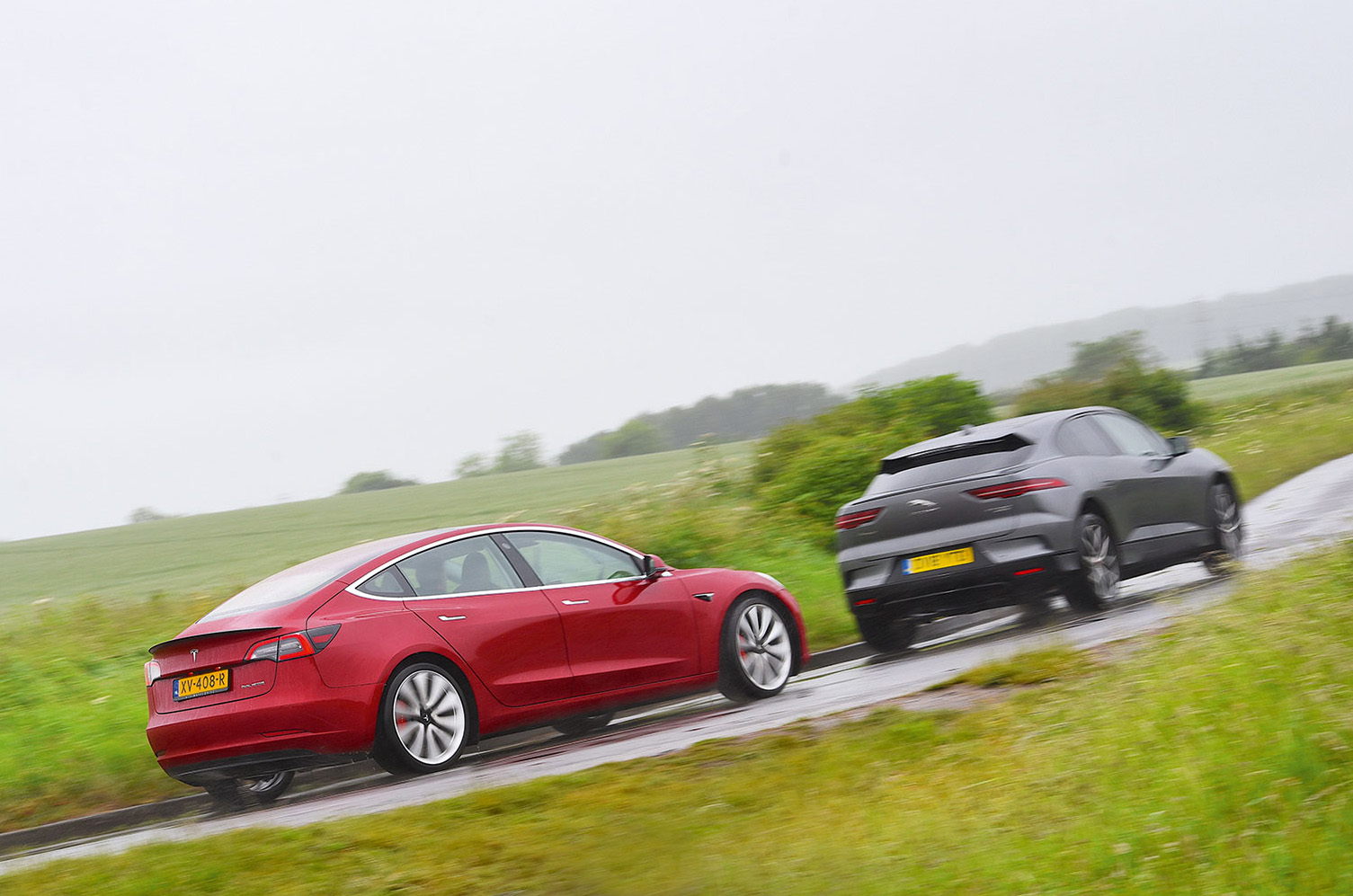Jaguar I-Pace vs Tesla Model 3 rear