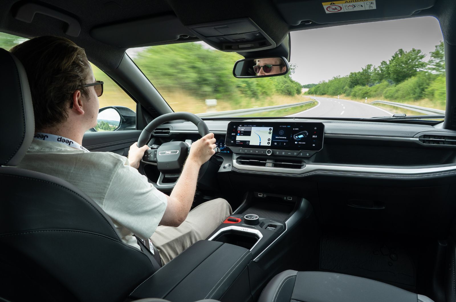 Jeep Compass interior driving Oliver Young