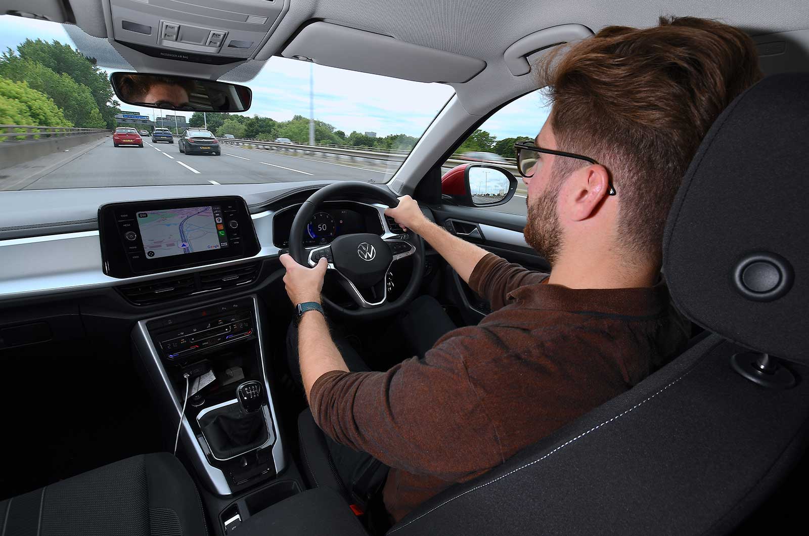 Kiall driving Volkswagen T-Roc on the motorway
