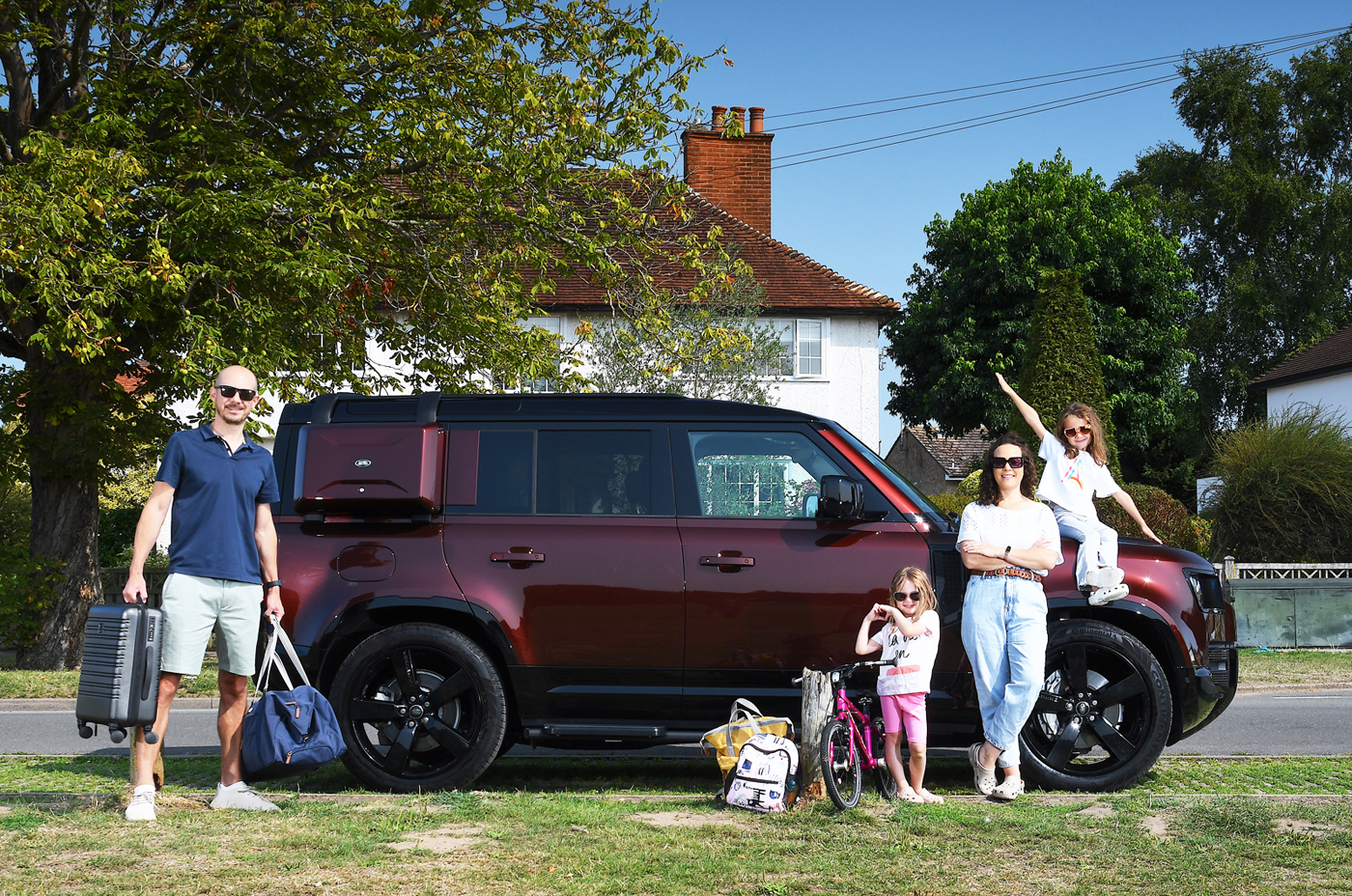 Land Rover Defender and family